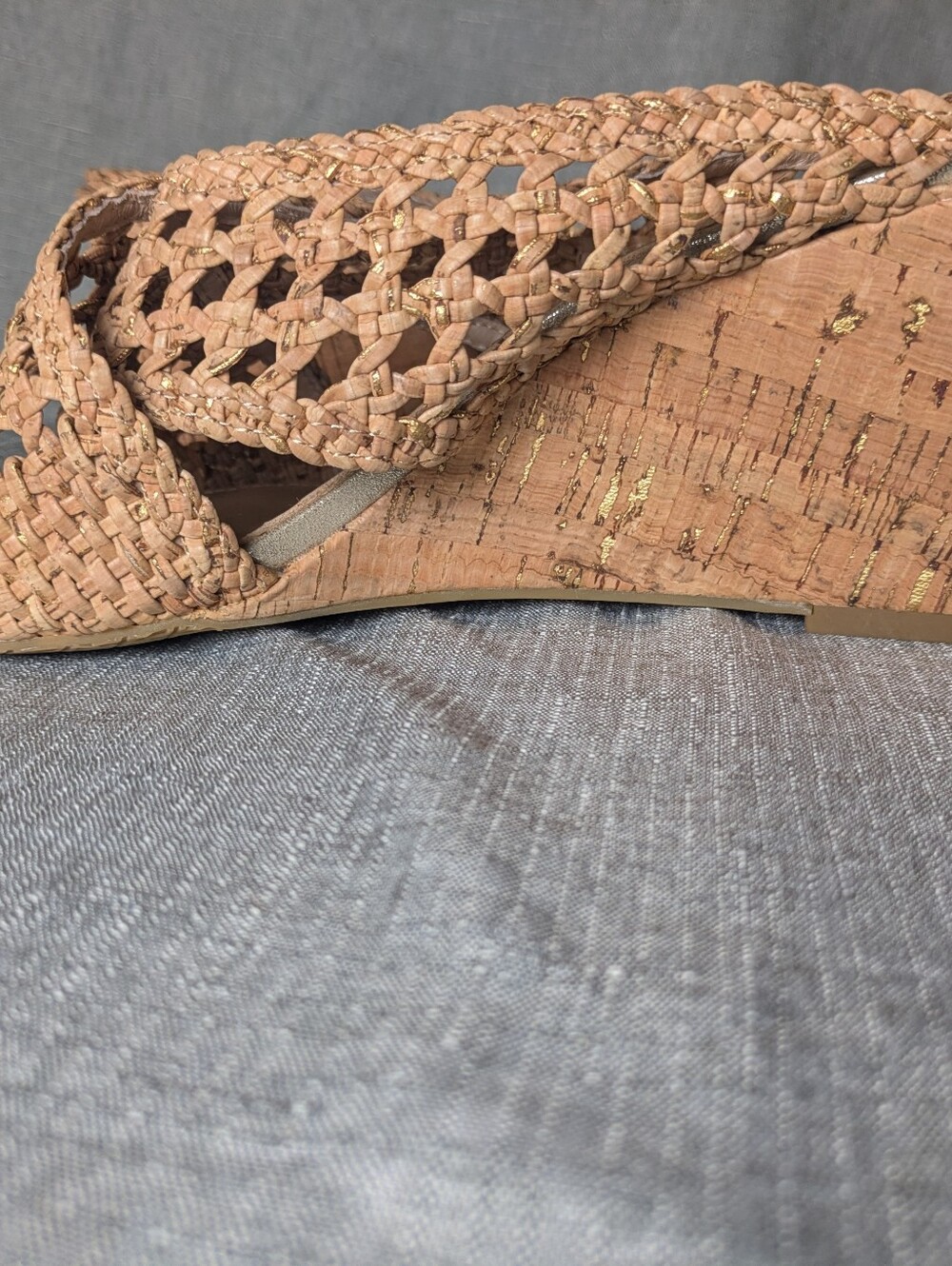 Donald Pliner Braided Cork Wedge Sandals in Natural Tan - Picture 5 of 7